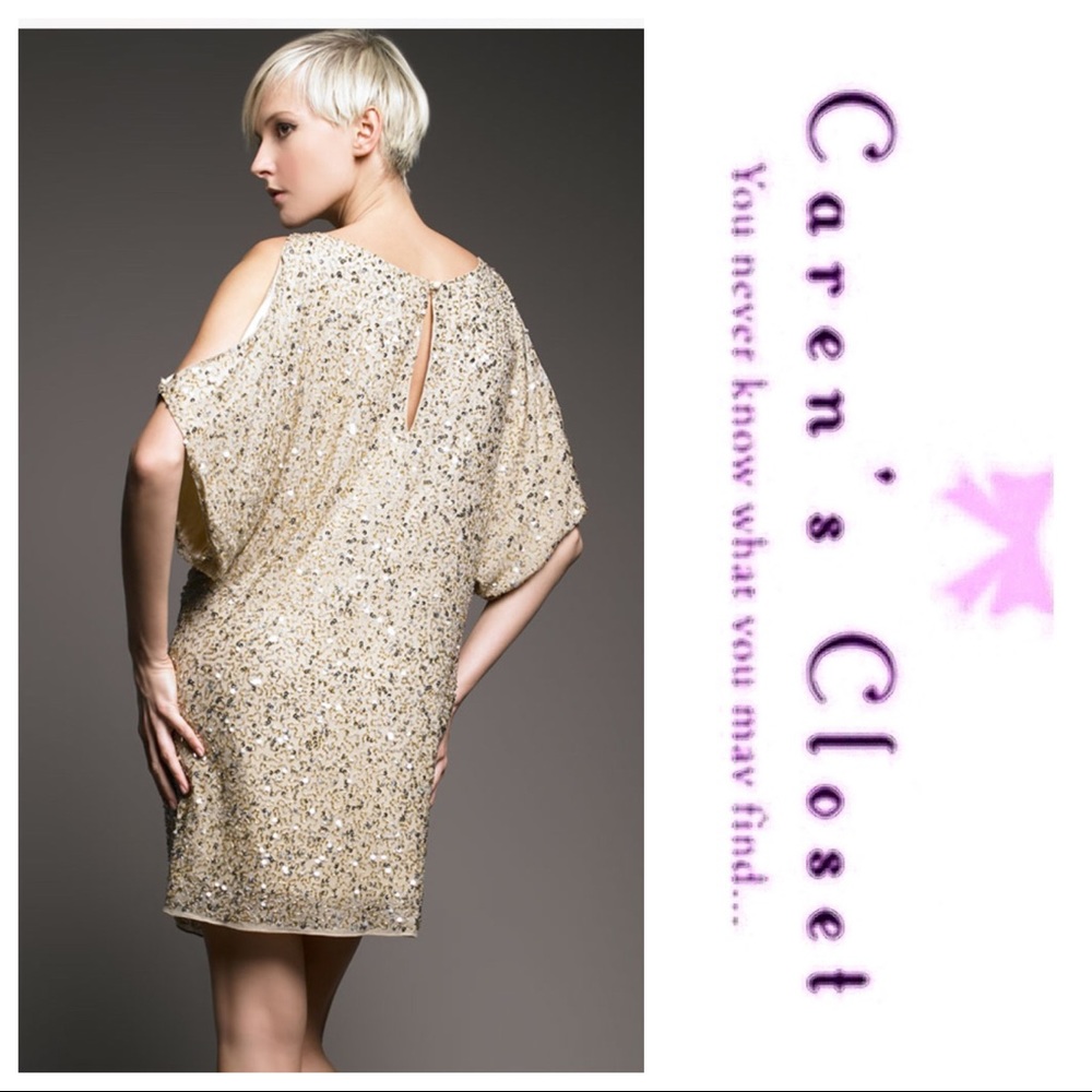Aidan Mattox  Gold & Silver Sequin Cocktail Formal Mini Dress - Picture 2 of 6